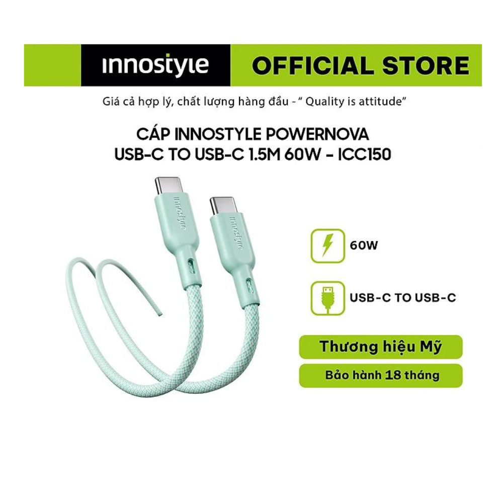 CÁP INNOSTYLE POWERNOVA USB-C TO USB-C 1.5M 60W – ICC150